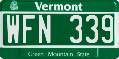 VT license plate WFN339