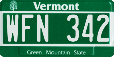 VT license plate WFN342
