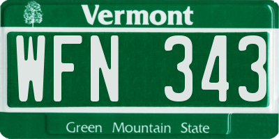 VT license plate WFN343
