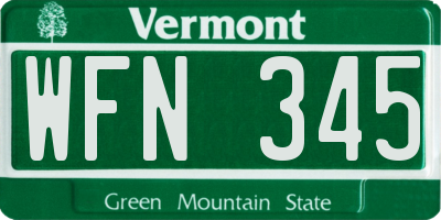VT license plate WFN345