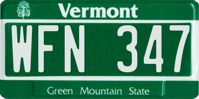 VT license plate WFN347