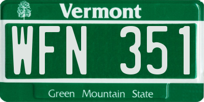 VT license plate WFN351