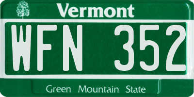 VT license plate WFN352