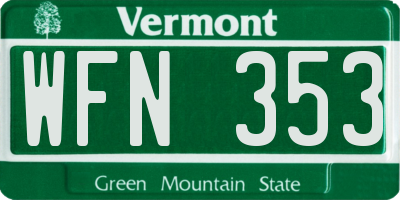 VT license plate WFN353