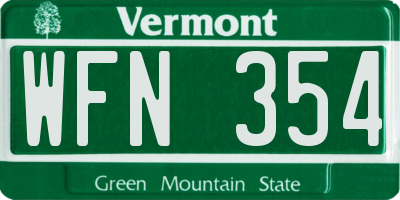 VT license plate WFN354
