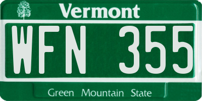 VT license plate WFN355