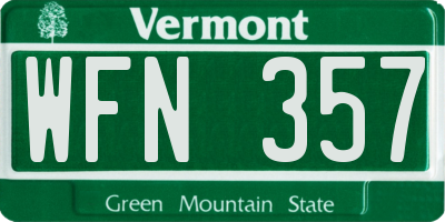 VT license plate WFN357