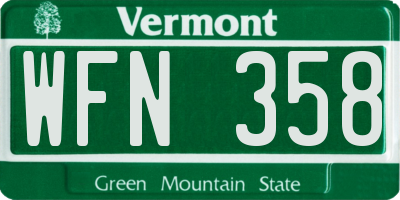 VT license plate WFN358