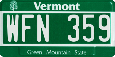 VT license plate WFN359