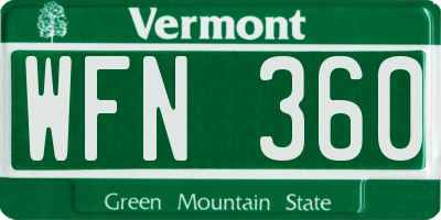 VT license plate WFN360