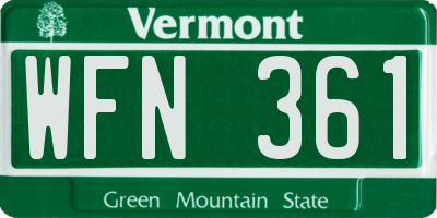 VT license plate WFN361