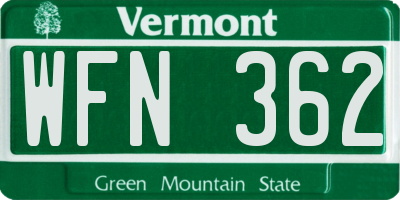 VT license plate WFN362