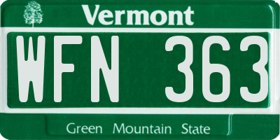 VT license plate WFN363