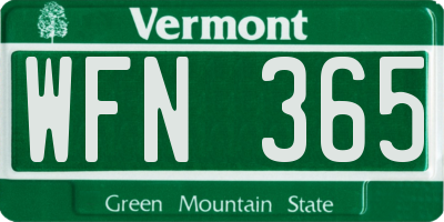 VT license plate WFN365