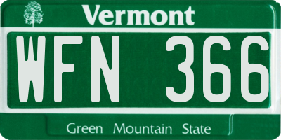 VT license plate WFN366