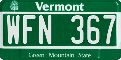 VT license plate WFN367