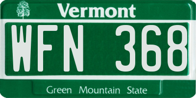 VT license plate WFN368