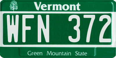 VT license plate WFN372
