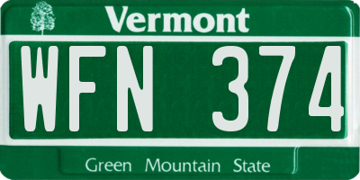 VT license plate WFN374