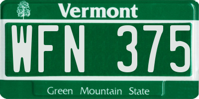 VT license plate WFN375