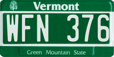 VT license plate WFN376