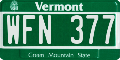VT license plate WFN377