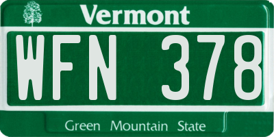 VT license plate WFN378