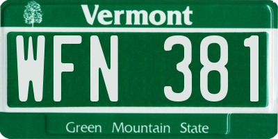 VT license plate WFN381