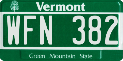 VT license plate WFN382