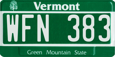 VT license plate WFN383