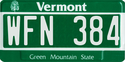 VT license plate WFN384