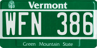 VT license plate WFN386