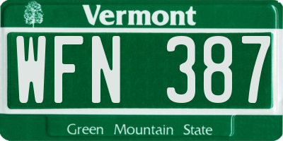 VT license plate WFN387