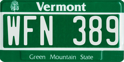 VT license plate WFN389