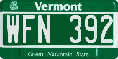 VT license plate WFN392