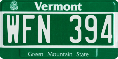 VT license plate WFN394