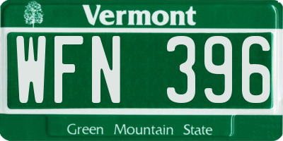 VT license plate WFN396