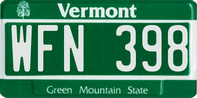 VT license plate WFN398