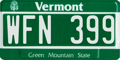 VT license plate WFN399