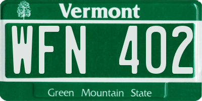 VT license plate WFN402