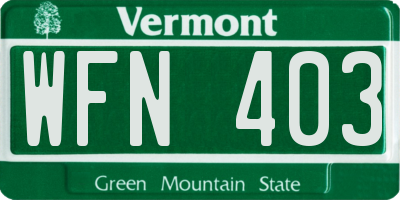 VT license plate WFN403