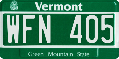VT license plate WFN405