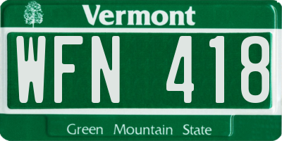 VT license plate WFN418