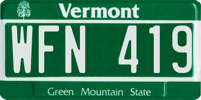 VT license plate WFN419