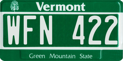 VT license plate WFN422
