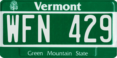 VT license plate WFN429
