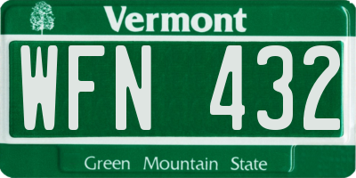 VT license plate WFN432