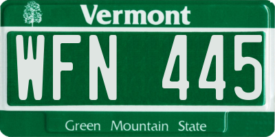 VT license plate WFN445