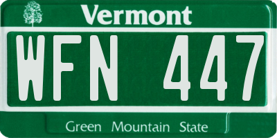 VT license plate WFN447