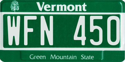 VT license plate WFN450